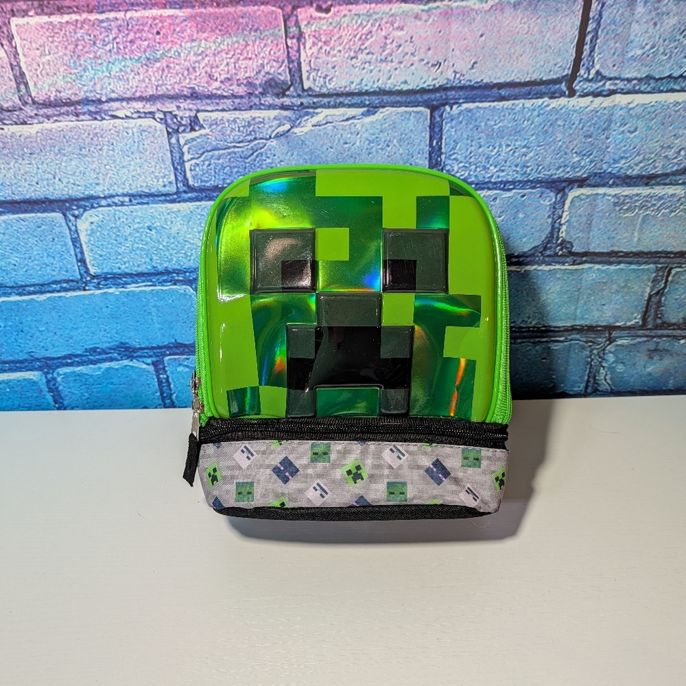 Brand New Holographic Minecraft Creeper Insulated Lunch Bag Lunch Pal